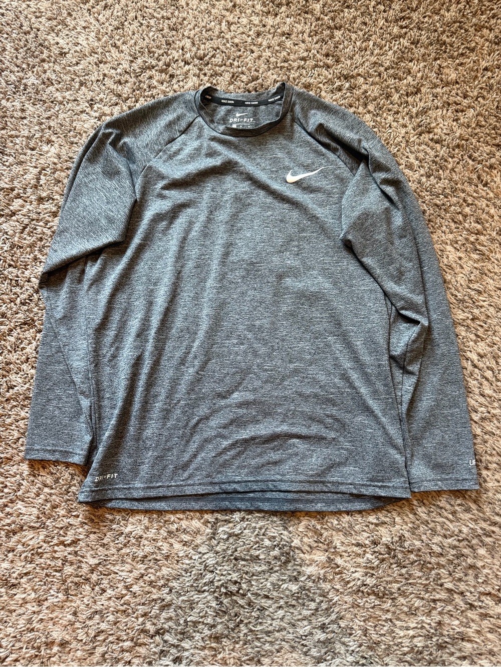 Nike Swim Dri-FIT Heather Charcoal UPF 40+ Long Sleeve Rash Guard Medium